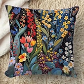 baratos estilo floral e plantas-1 pçs Veludo Cobertura de Almofada, Imprimir Simples Casual Quadrada Tradicional Clássico
