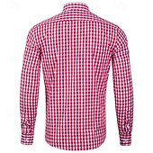 cheap Men&#039;s Button Up Shirts-Men&#039;s Shirt Dress Shirt Button Up Shirt Plaid Wedding Party Black Pink Red Brown Long Sleeve Lapel Spring &amp;  Fall Clothing Apparel