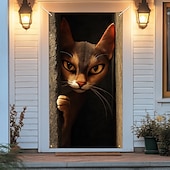 cheap Door Covers-Cute Cats Door Decorations Door Covers Animal Hide and Seek Door Tapestry Door Curtain Decoration Backdrop Indoor/Outdoor Door Banner for Front Door Farmhouse Peekaboo