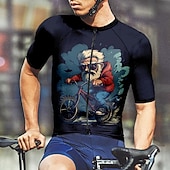 abordables Herretrøyer-Men's Cycling Jersey Graphic Short Sleeve Bike Tee Tshirt Jersey with 3 Rear Pockets Mountain Bike MTB Quick Dry Anatomic Design Wicking Breathable Sports Dark Grey Black Dark Navy Clothing Apparel