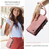 cheap Samsung Cases-Phone Case For Samsung Galaxy Z Fold 6 Z Fold 5 Z Fold 4 Wallet Case with Stand Holder Zipper with Wrist Strap Retro TPU PU Leather