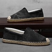 cheap Men's Slip-ons &amp; Loafers-Men's Red Canvas Espadrille Slip-On Shoes with Jute Rope Sole – Comfortable Summer Footwear