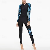 abordables Lycra de surf-Femme Maillot Anti UV Maillot de bain 1 pièce Poids Léger manche longue Le Maillot de corps Maillot de bain Coussin Amovible Zip sur le devant Natation Surf Plage Sports nautiques Floral Mosaïque
