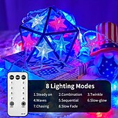 cheap Plug String Lights-RGB Pentagram String Lights with 13 Keys Remote Controller 100-800 LEDs &amp; 12m-30m Fairy Lights for Outdoor Camping Holiday 31V