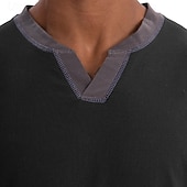billiga grundläggande t-shirts-Herr T-shirt T-shirts T-tröja Långärmad tröja Långärmad V-hals Vår &amp; Höst Lappverk Mode Designer Grundläggande Lappverk Semester Gata Utekväll Svart Vin Kungsblå Topp t-shirt för män