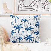 abordables Taies d&#039;Oreiller-Housse de coussin décorative à motif de palmiers, 1 pièce, taie d&#039;oreiller carrée douce pour chambre à coucher, salon, canapé, chaise