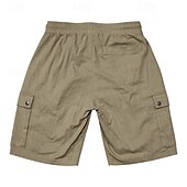 cheap Classic-Men&#039;s Cargo Shorts Linen Shorts Summer Shorts Beach Shorts Drawstring Elastic Waist Multi Pocket Plain Comfort Breathable Knee Length Outdoor Work Daily Classic Style Casual Black White