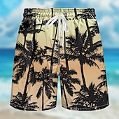 baratos Plantas e Flores Tropicais-Homens Coqueiro Cor gradiente Calção Justo de Natação Shorts de Natação Bermuda de Surf Cintura Média Roupa de rua Havaiana Casual Diário Feriado Bolsos Com Cordão Cintura elástica Designer Roupa