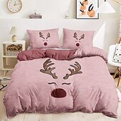 economico 100% cotone-set copripiumino con stampa renna 100% cotone set di biancheria da letto morbido e accogliente con design di renne natalizie perfetto per la stagione invernale elegante arredamento per la camera da letto facile da pulire lavabile in lavatrice