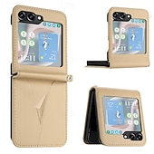 cheap Samsung Cases-Phone Case For Samsung Galaxy Z Flip 6 Z Flip 5 Z Flip 4 Z Flip 3 Back Cover Shockproof Retro TPU PU Leather