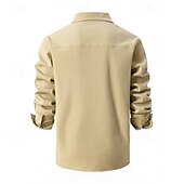 cheap Men&#039;s Button Up Shirts-Men&#039;s Shirt Summer Shirt Casual Shirt Button Up Shirt Black Blue khaki Light Grey Army Green Long Sleeve Plain Lapel Vacation Hawaiian Button-Down Clothing Apparel Fashion Casual Comfortable