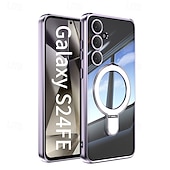 economico Cover Samsung-Custodia per telefono per Samsung Galaxy S24 Ultra S24 Plus S24 FE S25 Ultra con supporto per stand ricarica wireless placcatura retro magnetica