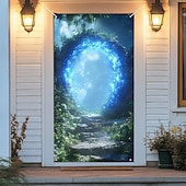 voordelige Garage en Deurbanners-deurdecoraties deurbekleding blauweregen deurtapijt deurgordijn decoratie achtergrond binnen/buiten deurbanner voor voordeur boerderij