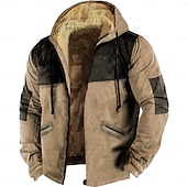 economico felpe in pile-Per uomo Felpa con cappuccio e zip Felpa con cappuccio a zip intera Sherpa peloso Giacca in pile Felpa con cappuccio in pile Blu Cachi Grigio Con cappuccio Liscio Zip Up Cerniera Tasche Sportivo