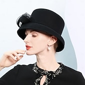 billige Fascinatorer og hatter-hatter 100% ull bowler / cloche lue bøtte lue bryllup teselskap elegant bryllup med bowknot skjøting hodeplagg hodeplagg