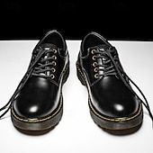 economico Semi-formale-scarpe stringate da uomo in similpelle nera con cuciture gialle, resistenti sneakers casual per il lavoro e l&#039;uso quotidiano