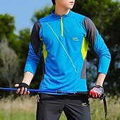 economico Cime-Per uomo maglietta T-shirt da escursione Manica lunga Chiusura lampo quarto Maglietta Maglietta con muscoli Maglietta elasticizzata per bodybuilding Esterno Asciugatura rapida Allenarsi Morbido