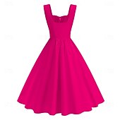 cheap Dresses-Retro Vintage 1950s Cocktail Dress Dress Flare Dress Solid Color Women&#039;s Masquerade Event / Party Bachelorette Party Festival Adults&#039; Dress Homecoming Dresses