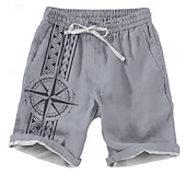 economico Retro Vintage &amp; Etica-Per uomo Geometrica Navy Bussola Pantaloncini Pantaloncini da spiaggia Pantaloncini casual Vita normale Festività Streetwear Hawaiano Esterno Informale Per eventi A cordoncino Tasche laterali