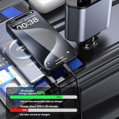 ieftine Încărcător Auto-Încărcător auto retractabil 4 în 1 cablu usb tip c pentru iphone samsung cablu de încărcare rapidă adaptor brichetă
