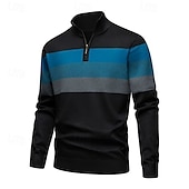 abordables Pull col rond-Homme Pull Pulls à quart de zip Pull en tricot A côtes Tricoter Hauts réguliers Tricoté Bloc de couleur Demi fermeture éclair Mode Décontractées Vacances Usage quotidien Vêtement Tenue Automne hiver