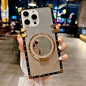 お買い得  iPhone用ケース-電話 ケース 用途 iPhone 16 Pro Max プラス iPhone 15 プロマックスプラス iPhone 14 13 12 11 Pro Max Plus Mini バックカバー スタンド付き ミラー ワイヤレス充電をサポート レトロ風 PC