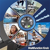 זול מצלמה ותמונה-מצלמה דיגיטלית 4k uhd 64 מגה פיקסל מצלמות כפולות פוקוס אוטומטי צילום תמונות סלפי עם פלאש בהיר זום 16x זום קומפקטי נסיעות דיגימיקה נקודת וצילום