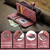 abordables Carcasas Samsung-Funda para teléfono Samsung Galaxy Z Fold 6 Z Fold 5 Z Fold 4 Z Fold 3 funda de billetera con soporte de pie cremallera retro TPU PU cuero