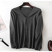baratos suéter cardigã masculino-Homens Sueter Cardigan Cardigan de malha Estriado Tricotar Tops regulares Tricotado Tecido Decote V Aquecimento Contemporâneo Moderno Roupa Diária Para Noite Roupa Inverno Preto Azul Marinha S M L