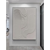cheap Abstract Paintings-Hand painted White Minimalist Wall Art  Plaster Art  Matte Textured Wall Art Home Wall Art  Structure Abstract Painting  3D Art Home Decoration Frame Ready To Hang Or No Frame