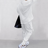 olcso Férfi Basic Tees szettek-Férfi Póló öltönyök Tracksuit Pólók és húzózsinóros hosszú nadrágok Hosszú ujj V-alakú Tavasz &amp; Ősz Sima Testedző Alkalmi 2 db Kötni Vakáció Hétköznapi viselet Sportruházat Fekete Fehér Tengerészkék