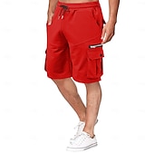 economico Scalda-muscoli-Per uomo Pantaloncini modello cargo Pantaloncini da sudore Bermuda A cordoncino Vita elastica Multi tasca Liscio Comfort Morbido Breve Esterno Interni Giornaliero Casuale / sportivo Athleisure Nero