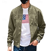 baratos Jaquetas de Suede Sintético-Homens jaqueta leve Jaqueta Bomber Jaqueta Carga Jaqueta de Transição Férias Diário Manter Quente Bolsos Outono &amp; inverno Tecido Moda Clássico Colarinho Chinês Padrão Preto Azul Marinha Azul Marron