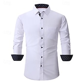 economico Camicie eleganti da uomo-Per uomo Camicie Camicia con bottoni Color Block Matrimonio Esterno Nero Bianco Vino Blu marino scuro Manica lunga Colletto alla francese Estate Primavera Abbigliamento
