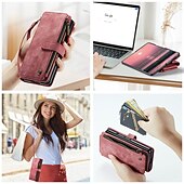 abordables Carcasas Samsung-Funda para teléfono Samsung Galaxy Z Fold 6 Z Fold 5 Z Fold 4 Z Fold 3 funda de billetera con soporte de pie cremallera retro TPU PU cuero