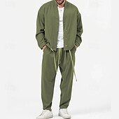 preiswerte Herren Basic Hemden Sets-Herren 2 Stück Hemden-Set Passende Sets Lässiges Hemd Grün Hellgrau Grau Langarm Glatt Täglich Ausgehen Bekleidung Modisch Brautkleider schlicht