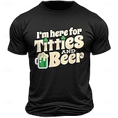 cheap St. Patrick&#039;s Day T shirts-St. Patrick&#039;s Day Men&#039;s Four Leaf Clover Funny Beer T Shirt Tee Top 100% Cotton Short Sleeve Graphic Shirt Black Army Green Dark Blue Comfortable Tee Vacation Street Fashion Designer Clothing