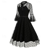 levne Šaty-Elegantní Retro 50. léta Šaty Maškarní Výšivka Květiny Dámské Karneval Nový rok Plesová maškaráda Běžné / Denní loučení se svobodou nevěsty Dospělé Šaty