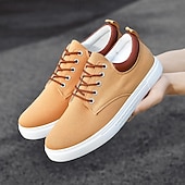 economico Sneakers da uomo-sneakers da uomo in tela marrone chiaro con design allacciato, scarpe casual eleganti e comode per l&#039;uso quotidiano