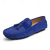 economico Slip-ons e mocassini da uomo-mocassini da uomo in finta pelle scamosciata marrone con dettaglio nappa e motivo in rilievo | comodi ed eleganti per l&#039;uso quotidiano