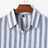 economico Casual da lavoro-Per uomo Camicia camicia di lino Camicia in lino e cotone Camicia estiva Camicie A strisce Attività commerciale Casual / quotidiano Giallo Rosa Blu marino Verde Manica lunga Collo ripiegabile