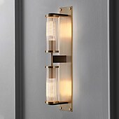 economico Luci da parete-applique da parete con paralume in cristallo moderno a doppia testa lampada da parete in metallo a led specchio da bagno illuminazione frontale lampada da parete per soggiorno corridoio hotel e