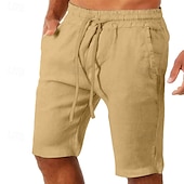 baratos Clássico-Homens Calção Shorts de verão Shorts de praia Bolsos Com Cordão Cintura elástica Tecido Conforto Ao ar livre Diário Para Noite Moda Roupa de rua Preto Branco