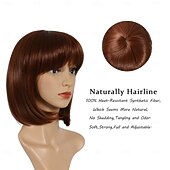 abordables Perruques Synthétiques Sans Bonnet-perruque bob avec frange perruques bob mode naturelle pour femmes perruque synthétique colorée mignonne pour fête quotidienne Halloween