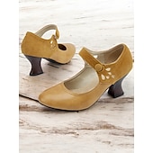 cheap 1930s-Women&#039;s 1930s Vintage Style Mary Jane Pumps with Cutout Design and Mid-Heel, Comfortable Dress Shoes for Office and Formal Events
