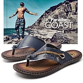 cheap Outdoor Sandals-Men&#039;s Vintage Faux Leather Flip-Flops – Casual Summer Sandals with Braided Strap for Beach and Outdoor Wear