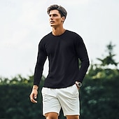 olcso Férfi Basic Tees szettek-Férfi Gofri ing 2 darab Póló öltönyök Teniszing Rövid ujjú Rövid nadrág Terített nyak Nyár Színes Testedző Alkalmi 2 db Vakáció Hétköznapi viselet Sportruházat Fekete Fehér Férfi felső póló