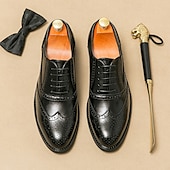 billige Formell-Herresko med tofarget vingetupp i oxford-brogues i brunt og hvitt, ekte skinn med gatsby-inspirerte vintage-sko fra 1920-tallet til bryllup, jazzfester og formelle arrangementer