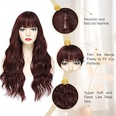 economico Parrucche trendy sintetiche-parrucca con frangia parrucche lunghe per donne, parrucca con capelli dall&#039;aspetto naturale parrucca riccia e ondulata, parrucca sintetica resistente al calore per costumi cosplay di Halloween