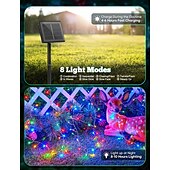 abordables Guirlandes solaires-Guirlande lumineuse solaire de 6 m, 200 LED, blanc chaud, blanc froid, bleu, guirlande lumineuse en fil de cuivre EL 5 mm, lumières de vacances 3 V à énergie solaire, 1 ensemble